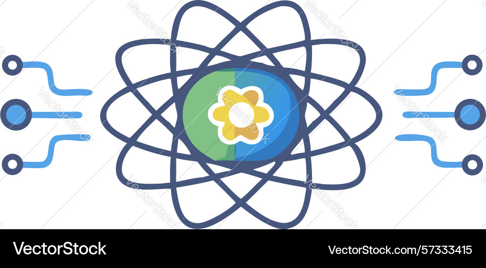 Quantum mechanics icon atomic structure science Vector Image