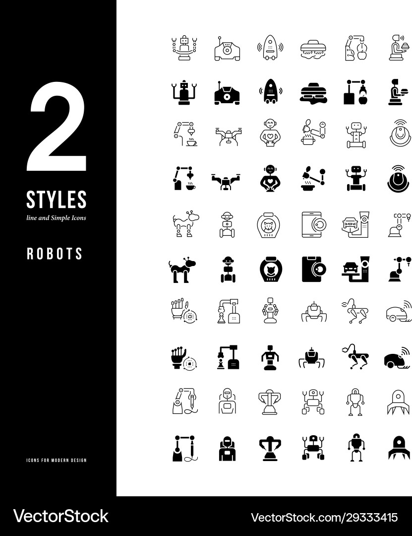 Robot Line Icons - Automation vector image