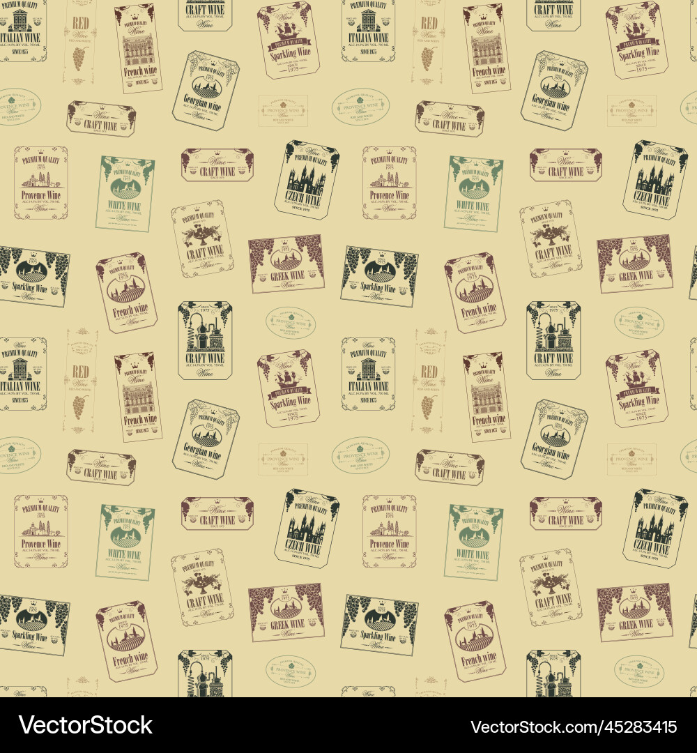 Seamless pattern on theme of wine with various Seamless pattern on theme of wine with various vector image