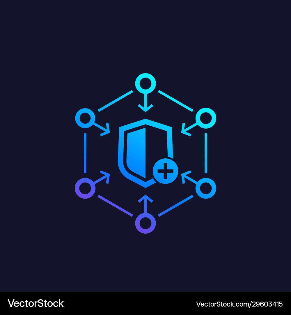 Security icon with add sign and shield vector image