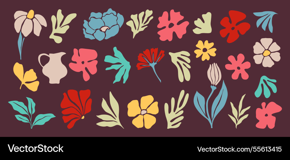 Set of hand drawn floral design elements Set of hand drawn floral design elements vector image