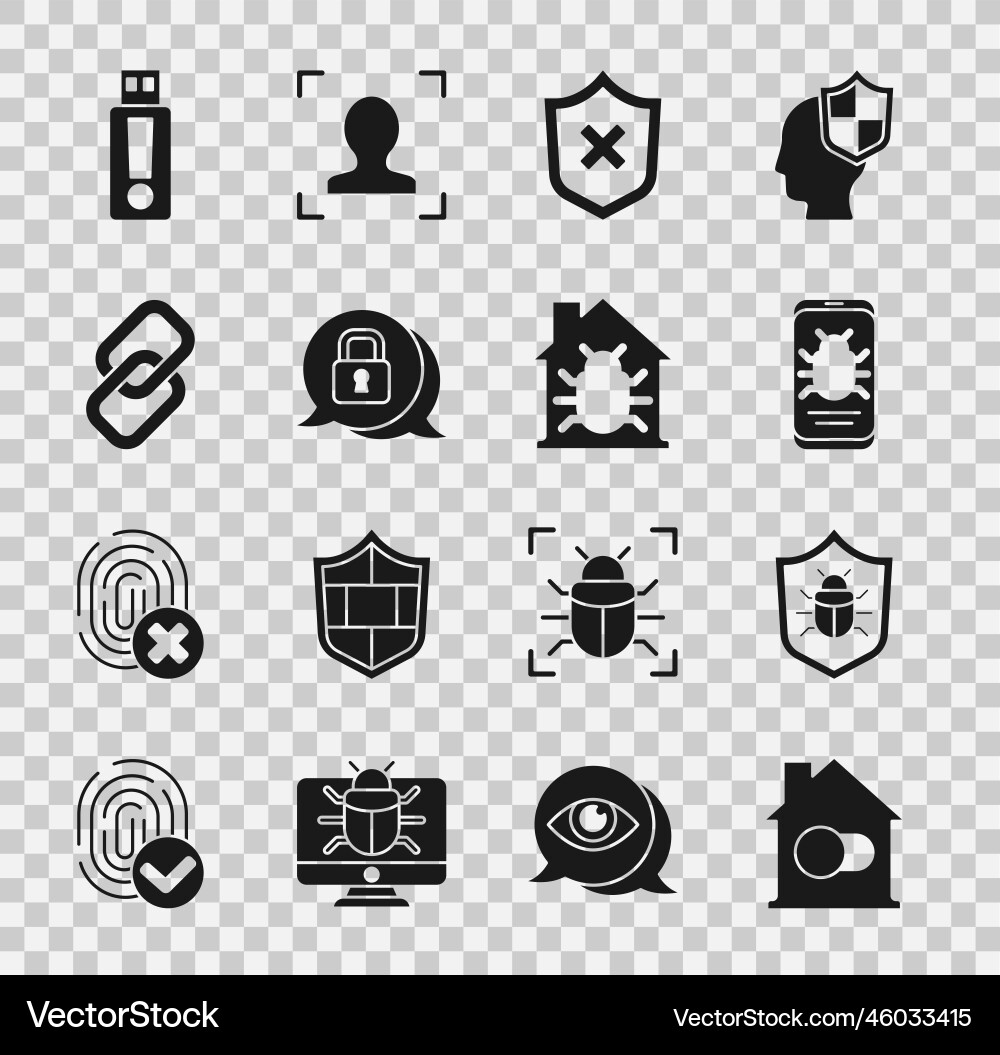 Set smart home system bug on mobile shield Set smart home system bug on mobile shield vector image