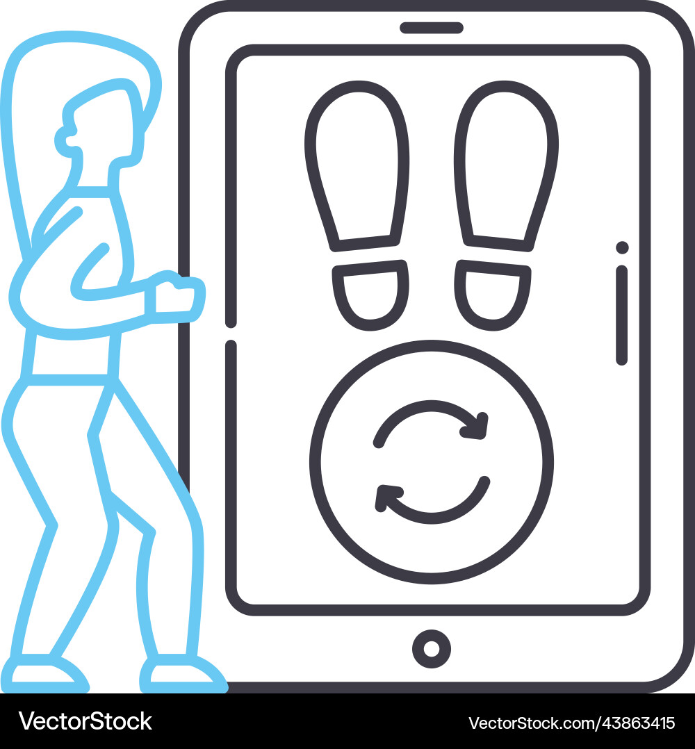 Step counter app line icon outline symbol Step counter app line icon outline symbol Vector Image