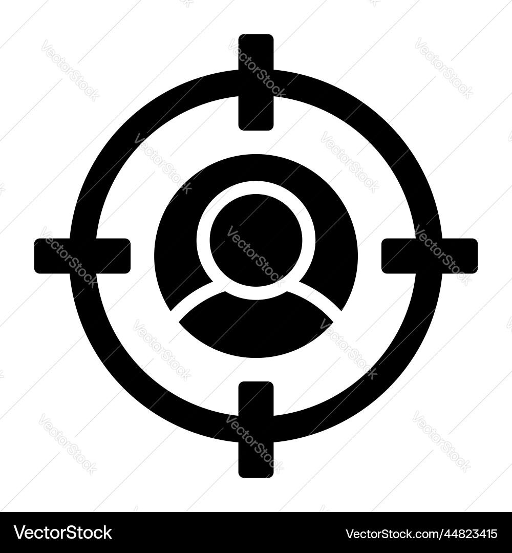 Target user icon interface as a simple sign vector image