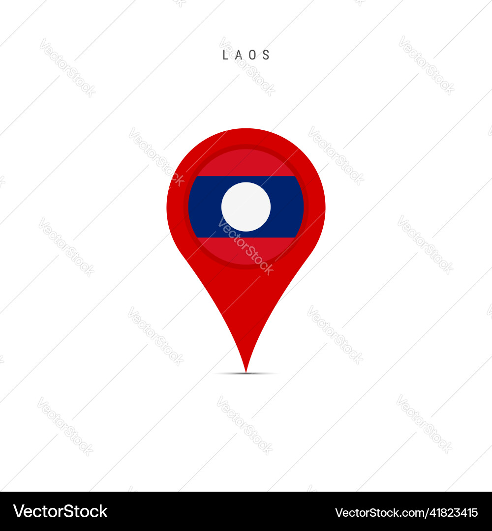 Teardrop map marker with flag of laos flat Vector Image