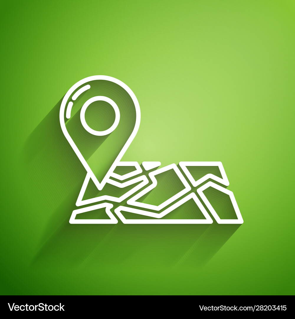 White line folded map with location marker icon vector image