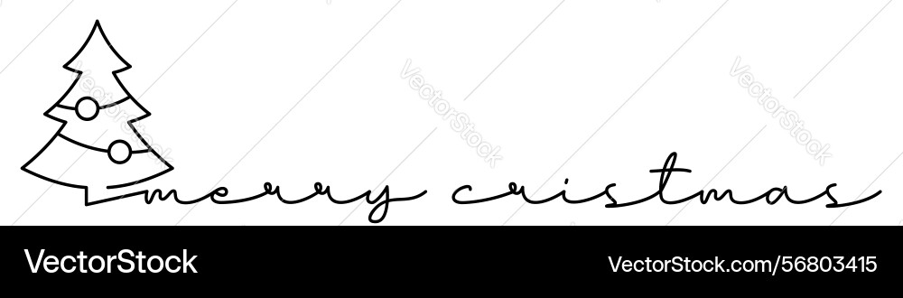 Xmas tree one line icon with caption continuous Xmas tree one line icon with caption continuous Vector Image