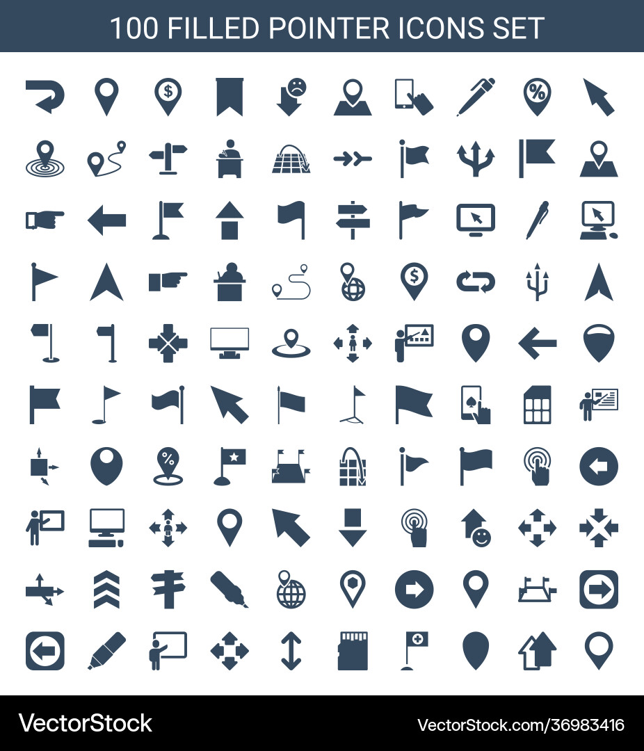 100 pointer icons Vector Image