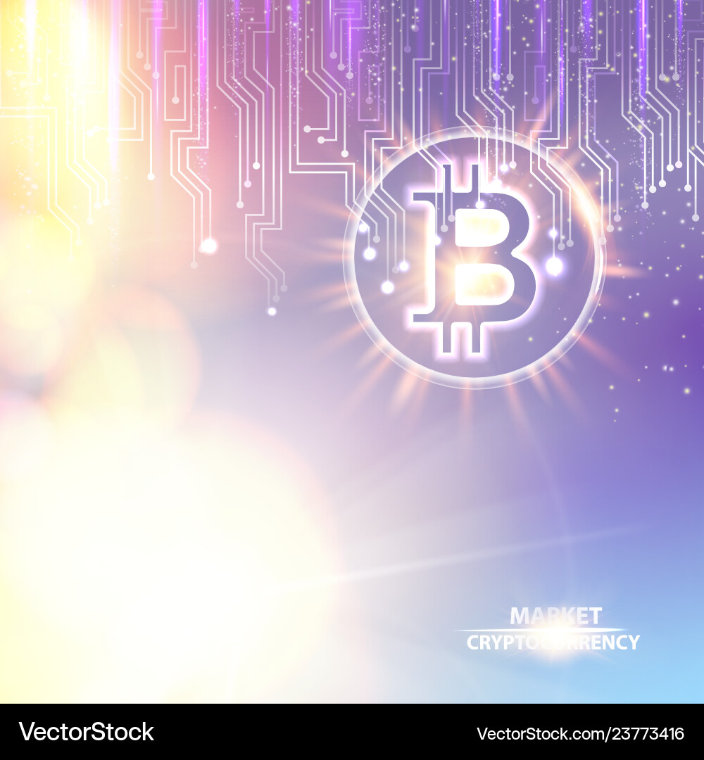 Abstract bokeh background with shining bitcoin Abstract bokeh background with shining bitcoin vector image