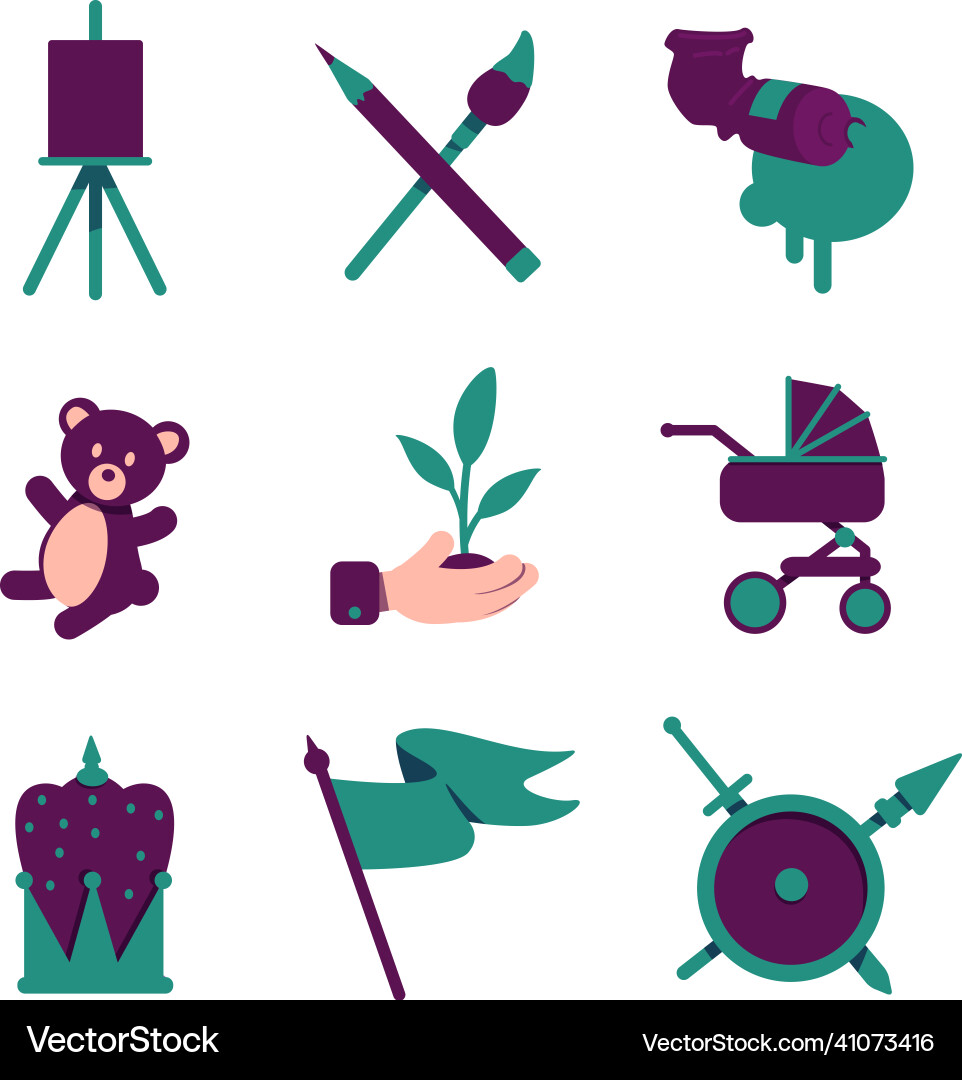 Artistic hobby flat color objects set Artistic hobby flat color objects set vector image