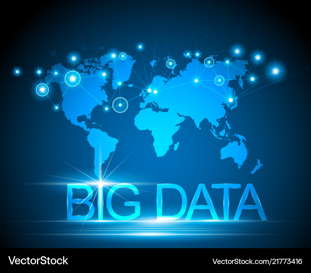 Big Data Network World Map vector image