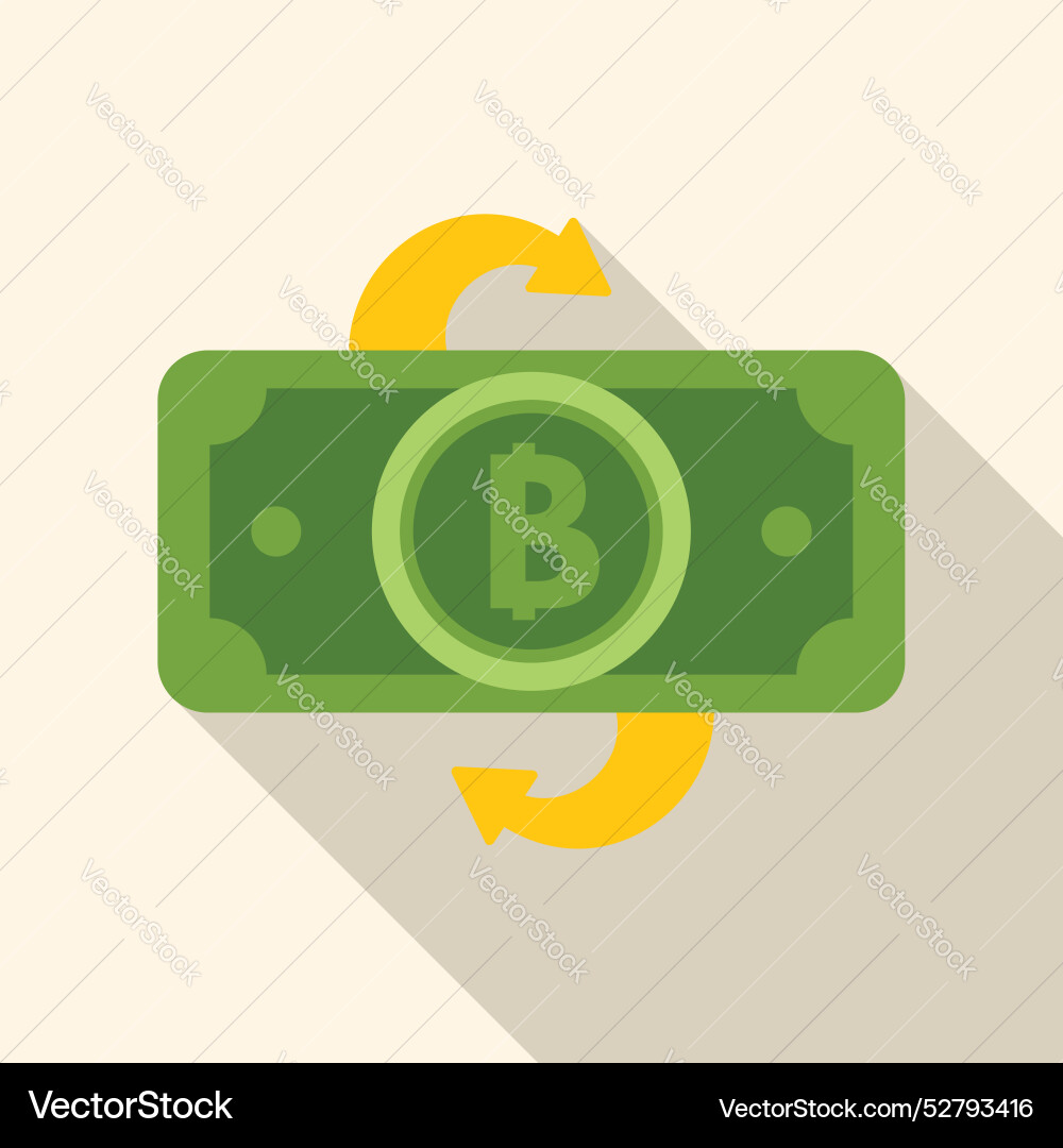 Bitcoin Cashback Konzept mit Banknoten und Pfeilen Vektorbild