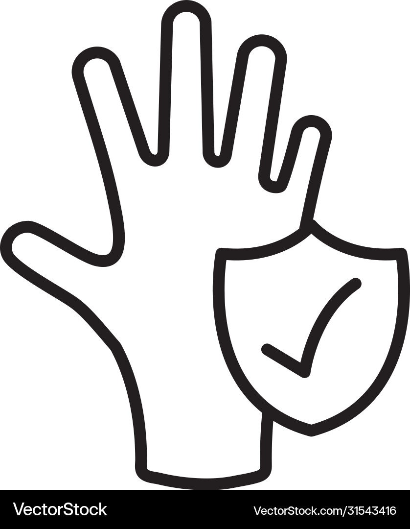 Clean hand and shield with check mark icon line vector image