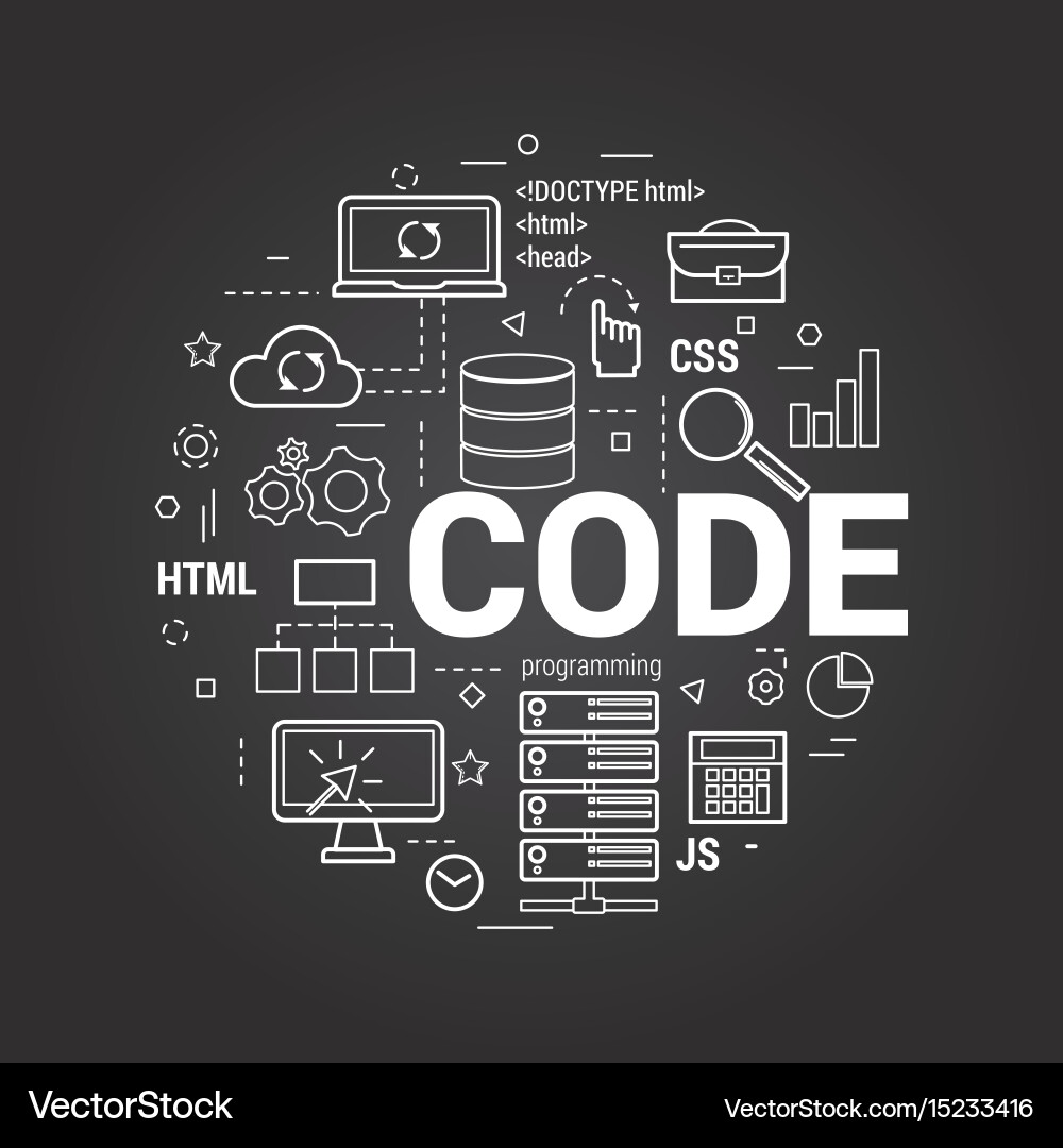 Coding concept on black vector image