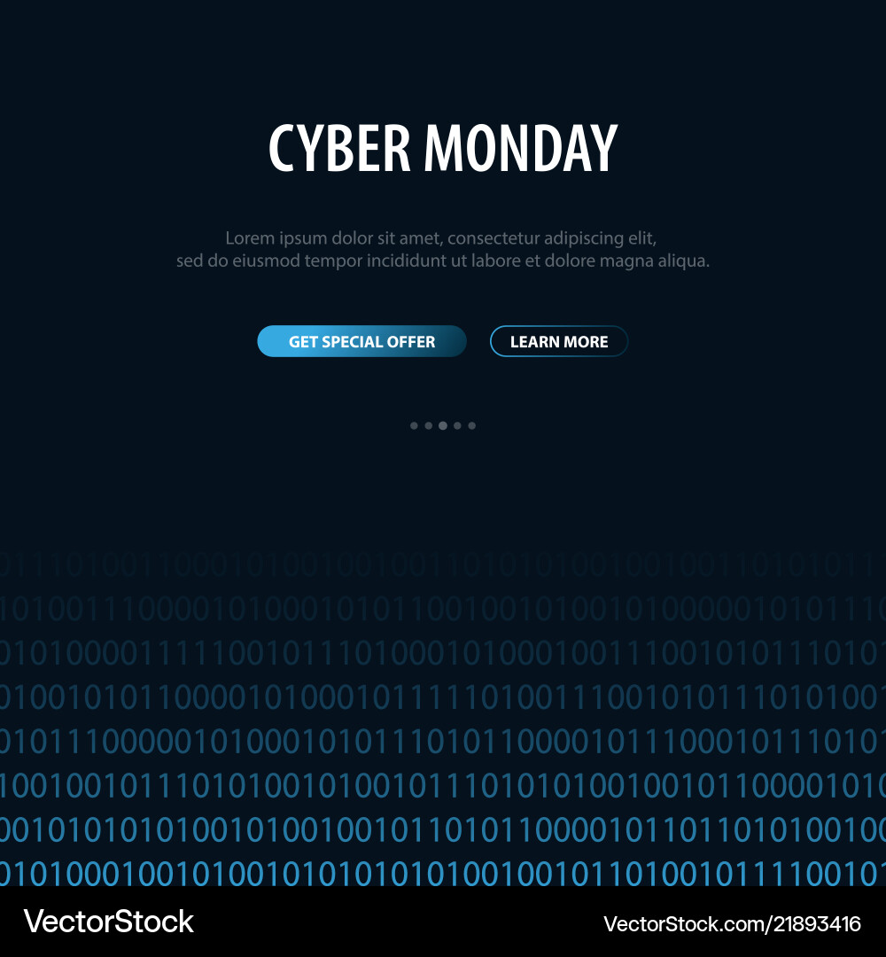 Cyber monday sale banner with binary code Cyber monday sale banner with binary code Vector Image