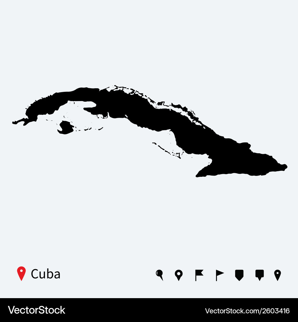 Detailed Cuba Map with Navigation Icons Vector Image