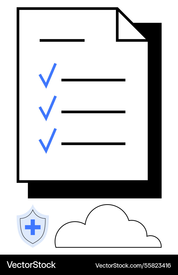 Document with checklist cloud storage Document with checklist cloud storage vector image