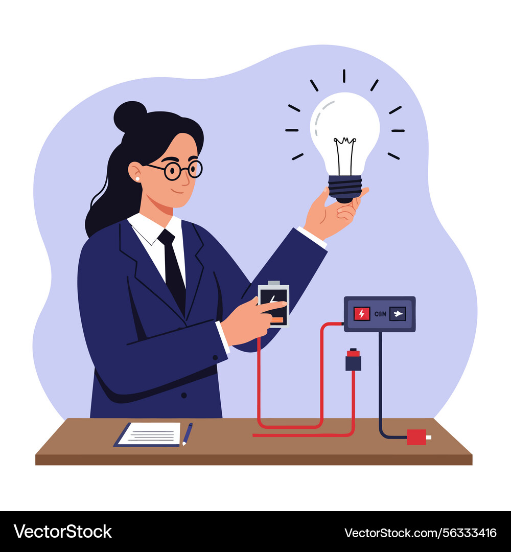 Electrical Experiment with Lightbulb Vector Image