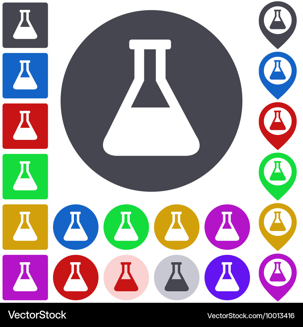 Flask icon set vector image