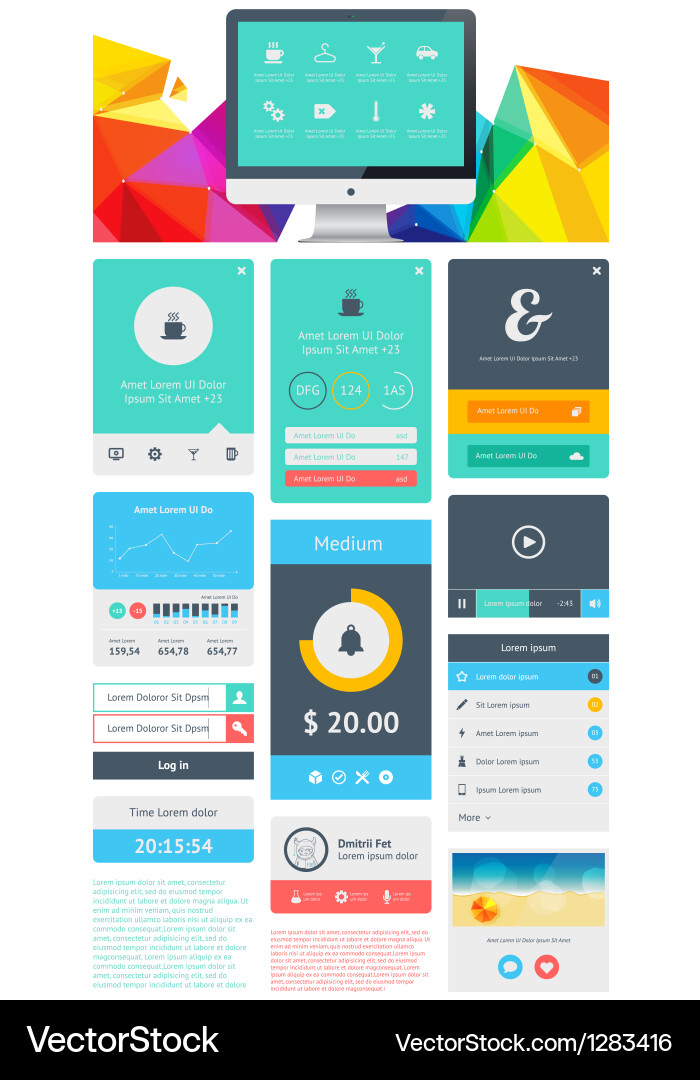 Flat UI Component Set vector image