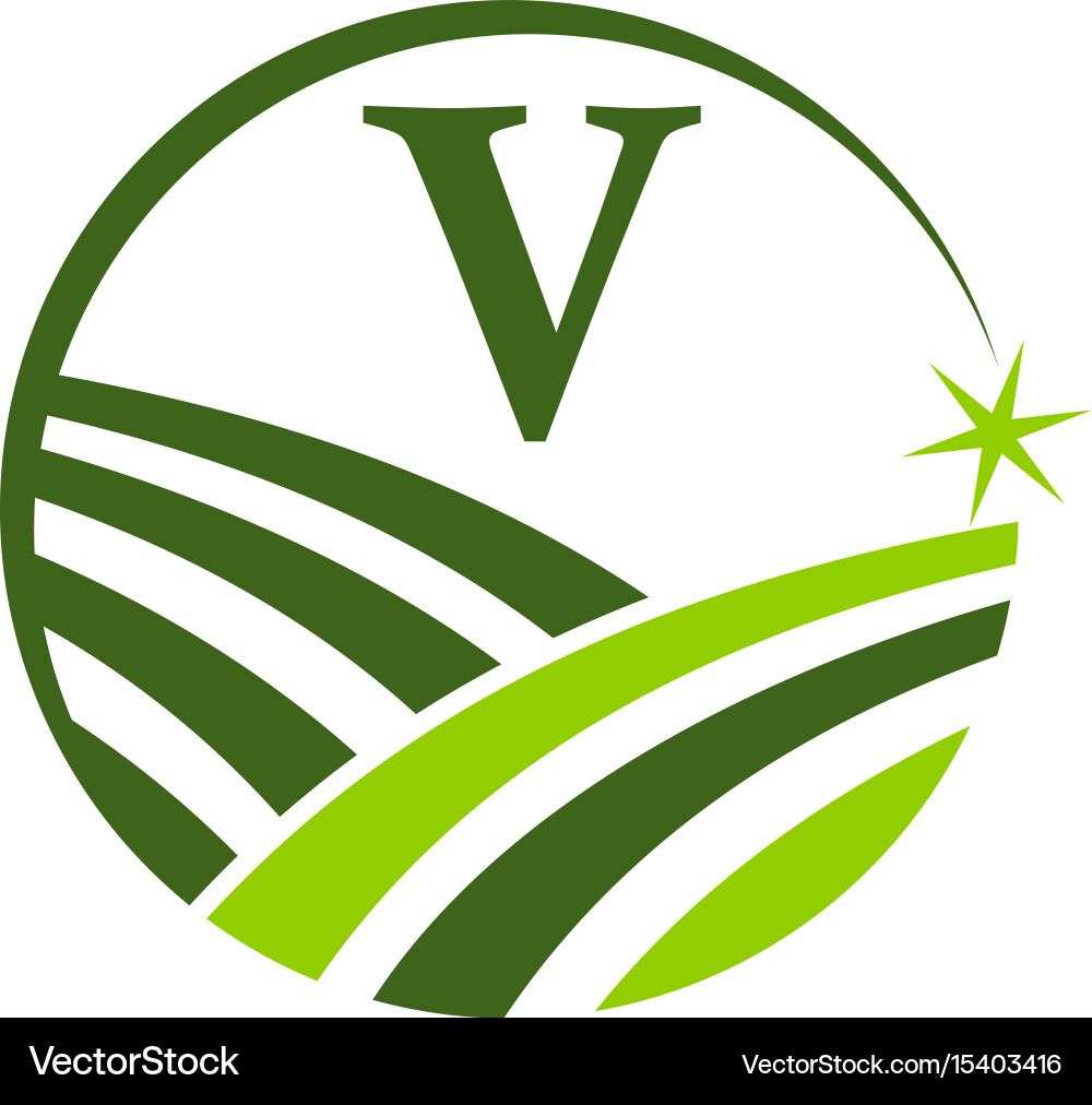 Green project solution center initial v vector image