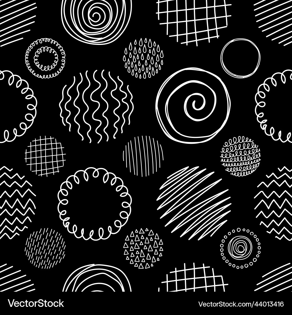 Hand drawn circle line sketch seamless pattern Hand drawn circle line sketch seamless pattern vector image