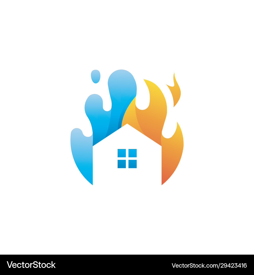 Home Wasser- und Feuerlogo-Symbol Home Wasser- und Feuerlogo-Symbol vektorbild
