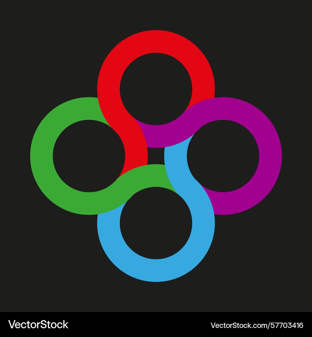 Interlocking loop design multicolored ring Vector Image