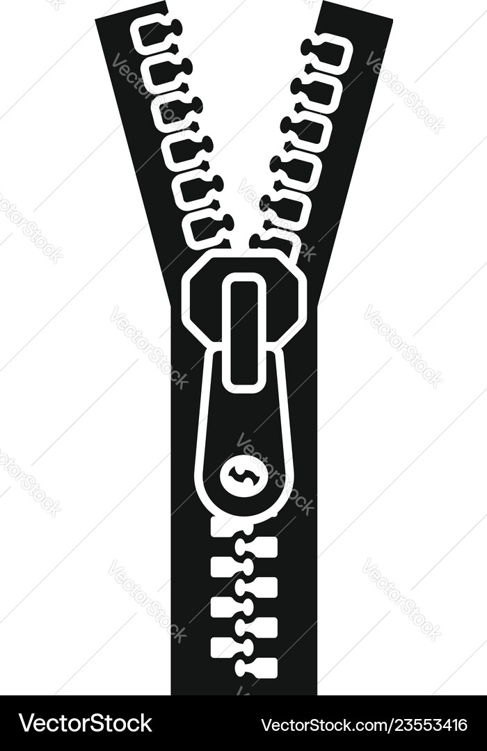 Open Zipper Icon - Simple Style Vector Image