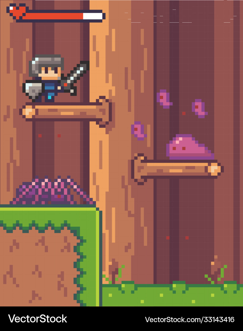Pixel game interface characters in wood Pixel game interface characters in wood vector image