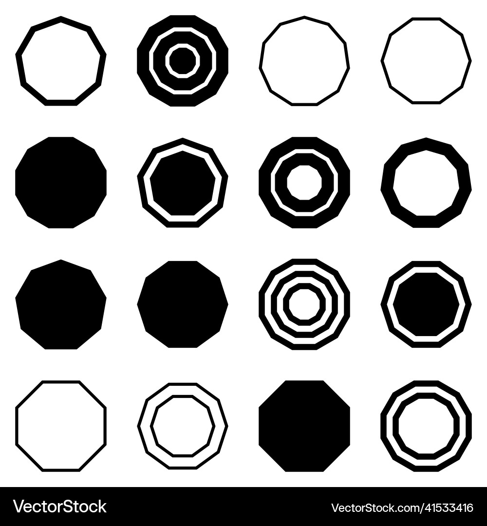 Polygon flat icon set isolated on white background Polygon flat icon set isolated on white background vector image