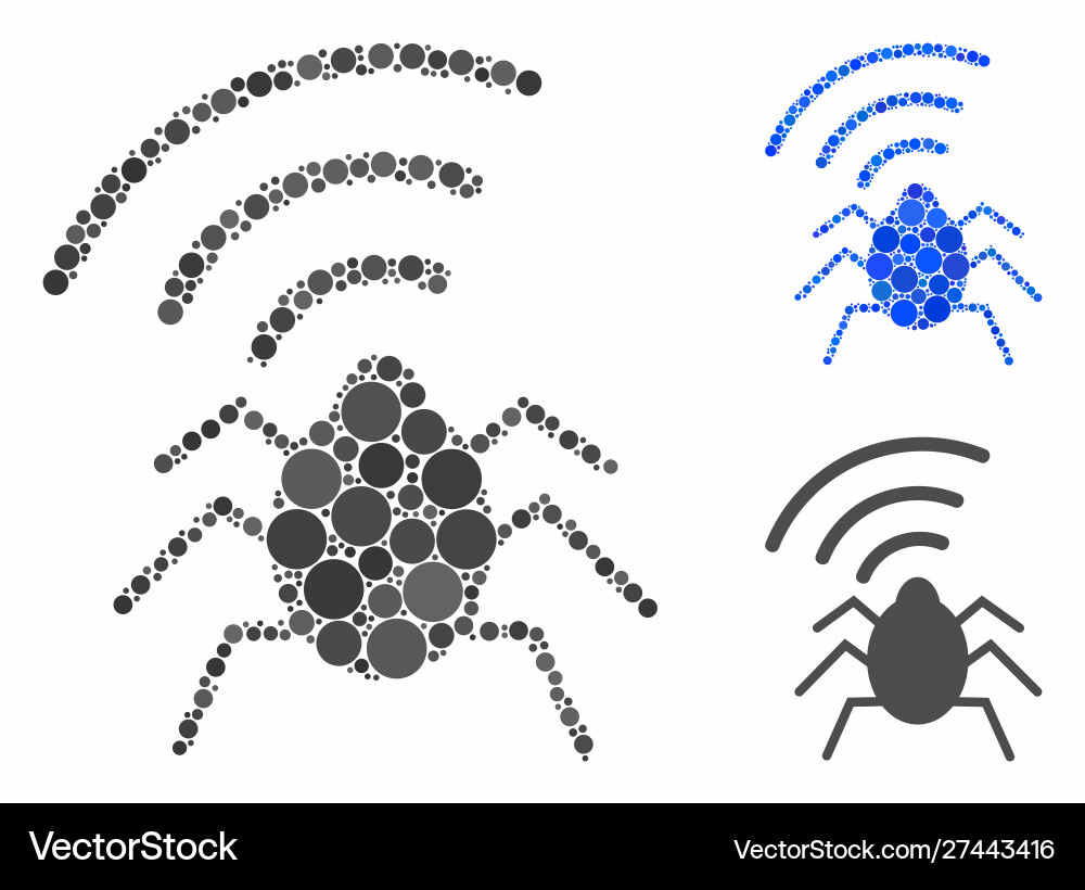 Radio bug mosaic icon round dots Radio bug mosaic icon round dots vector image