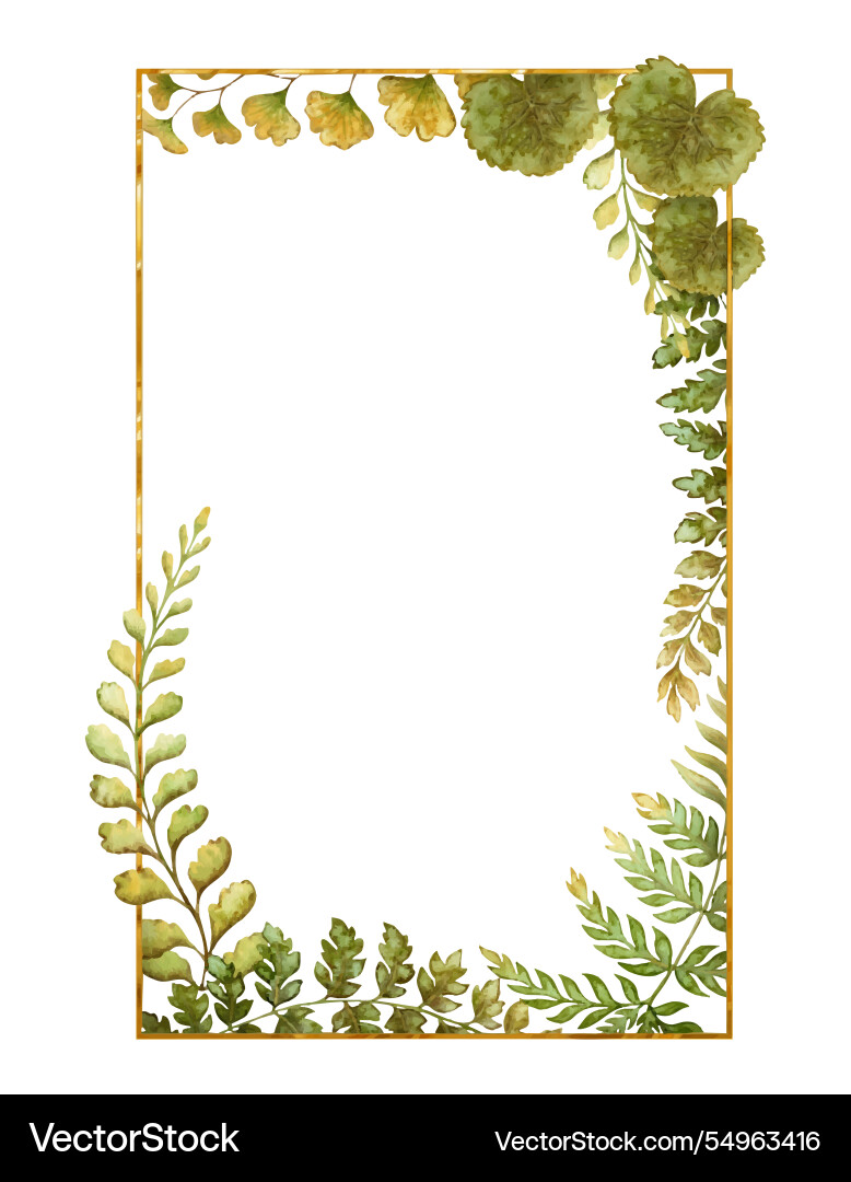 Rectangular vertical frame with fern leaves Rectangular vertical frame with fern leaves vector image