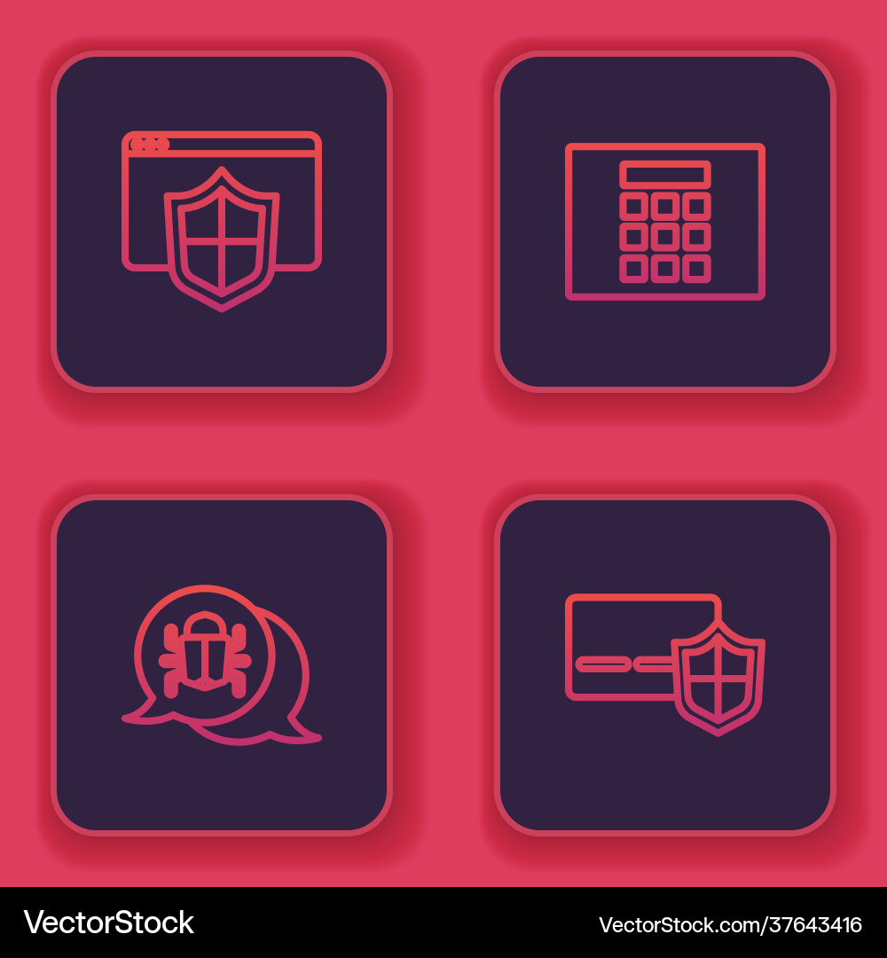 Set line browser with shield system bug password Vector Image