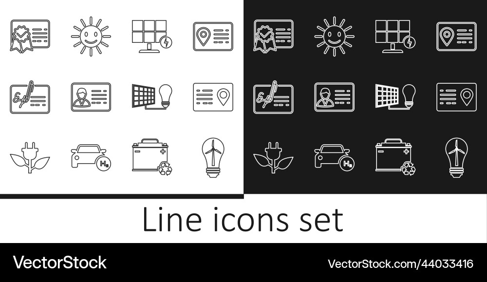 Set line light bulb with wind turbine address Vector Image