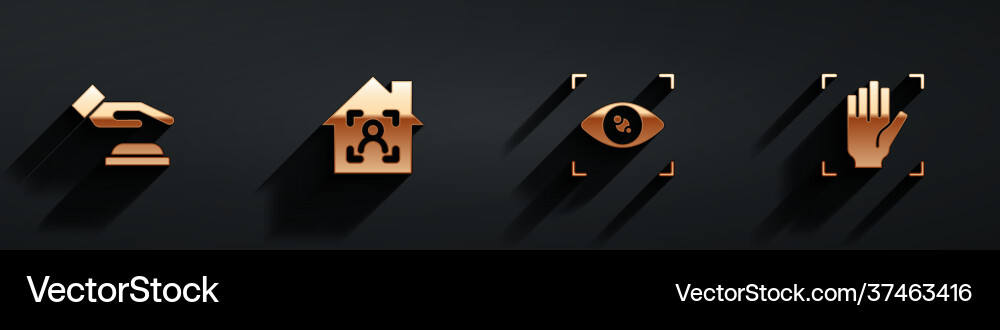 Set palm print recognition smart home with face Vector Image