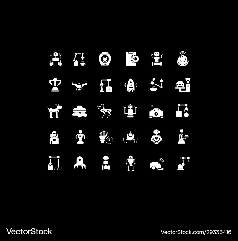 Set simple icons robots Set simple icons robots vector image