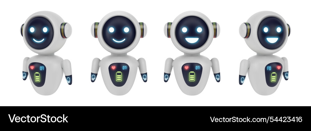 Smiling robot with happy emotion ai helper Smiling robot with happy emotion ai helper vector image