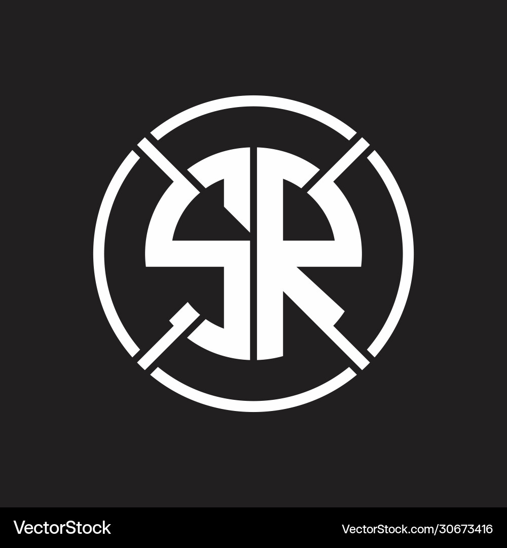 Sr logo monogram with four part circle slash vector image