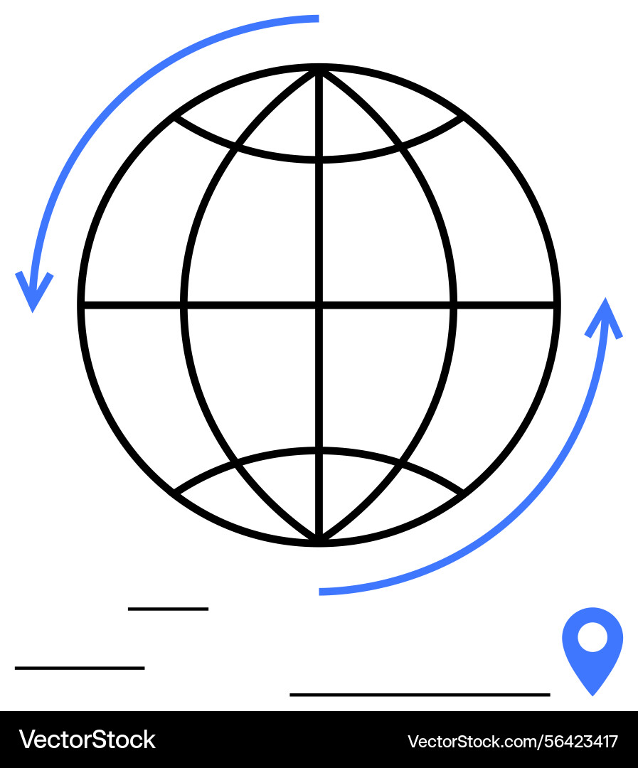 Global navigation with location pin Vector Image