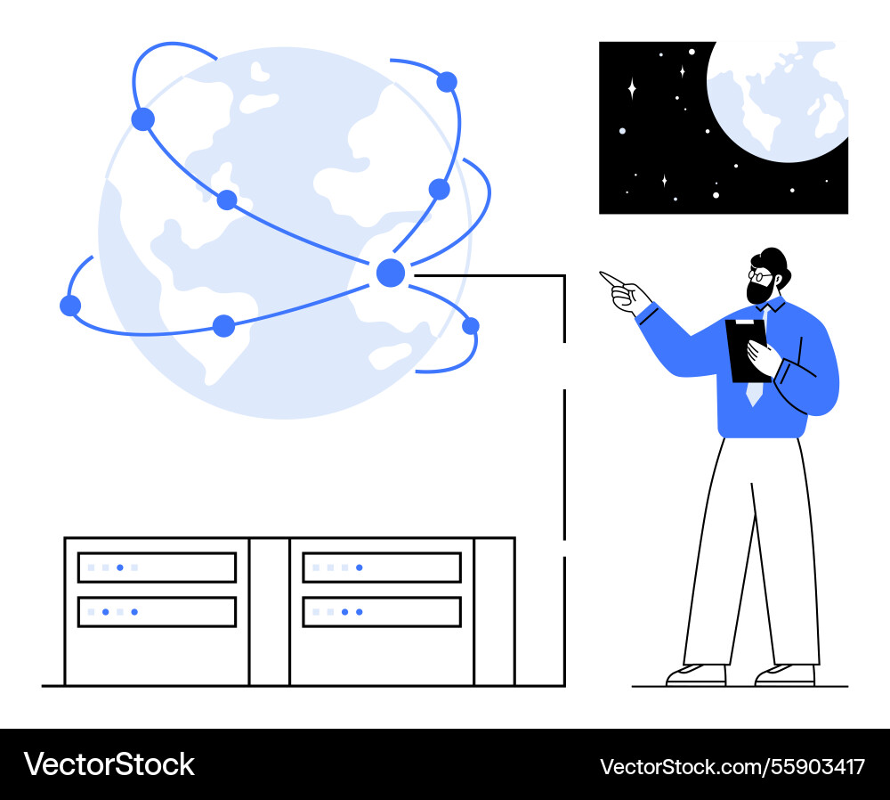 Global network connectivity with earth data Global network connectivity with earth data vector image