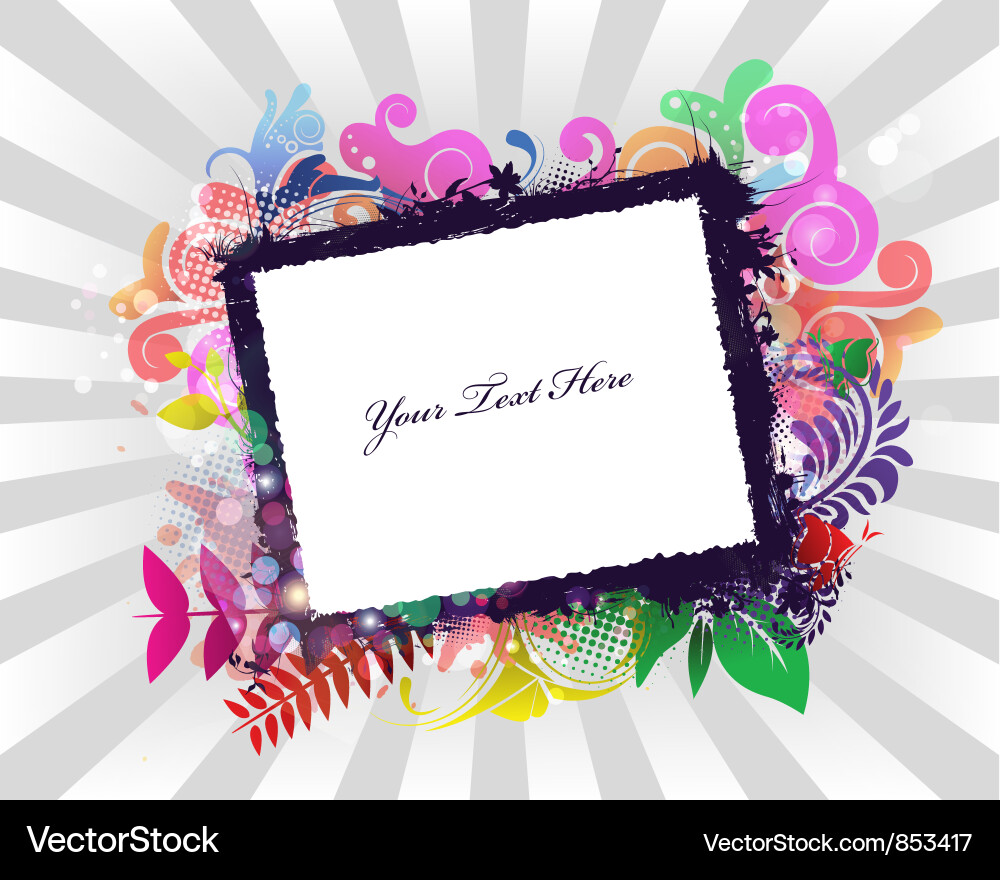 Grunge frame with rays background vector image
