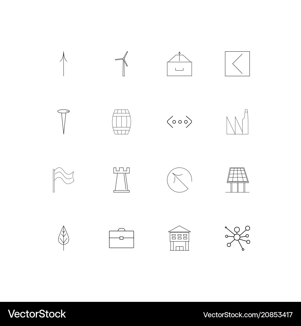 Industry linear thin icons set outlined simple Vector Image