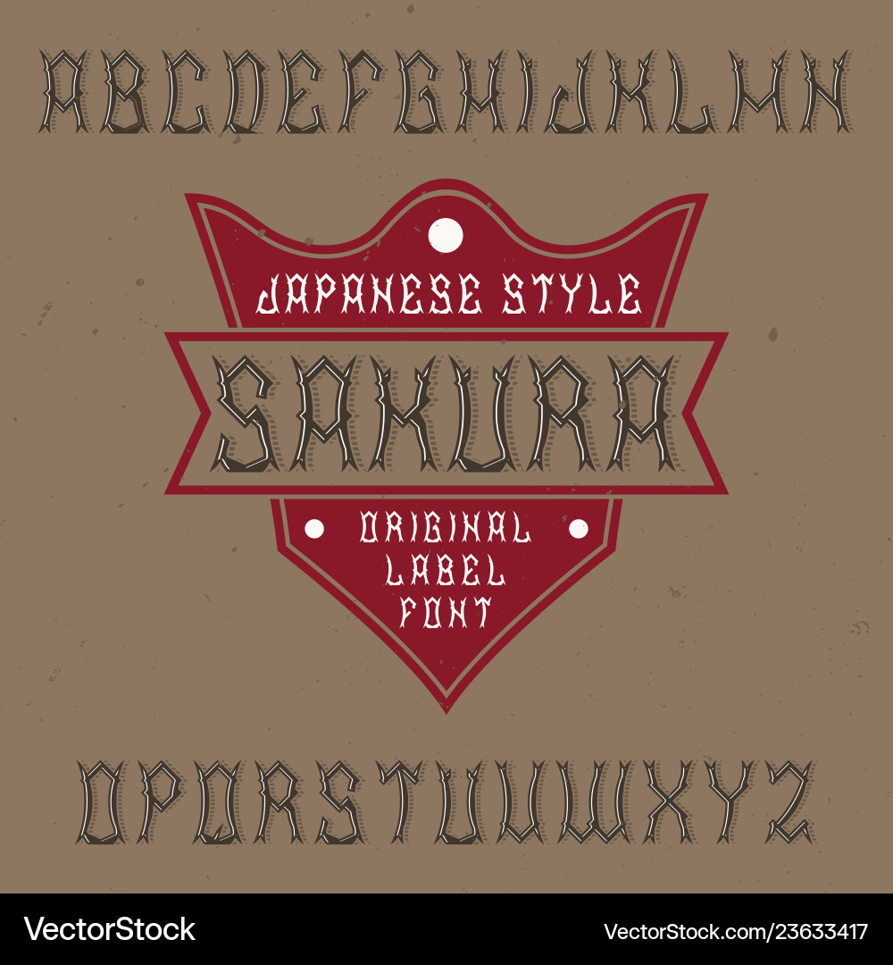 Label font named sakura Label font named sakura vector image