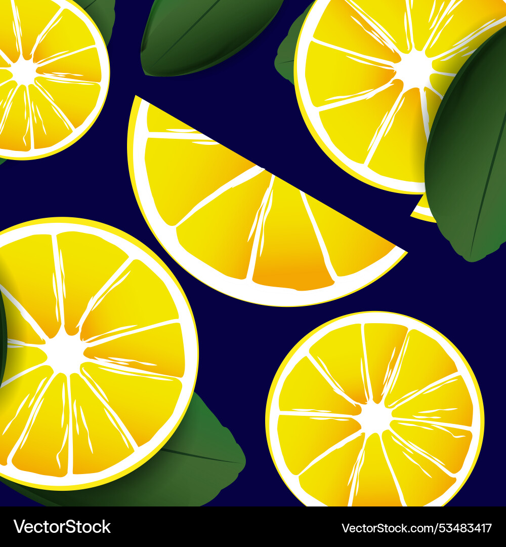 Lemons with black background seamless pattern Vector Image
