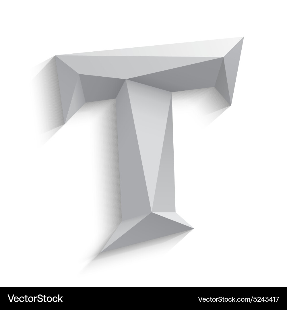 Low Poly 3D Letter T Vector Image