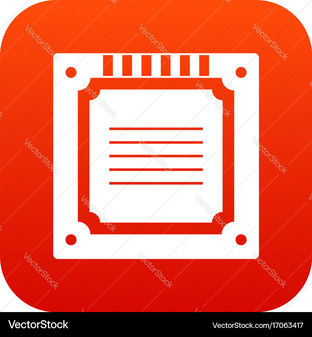 Modern multicore cpu icon digital red vector image