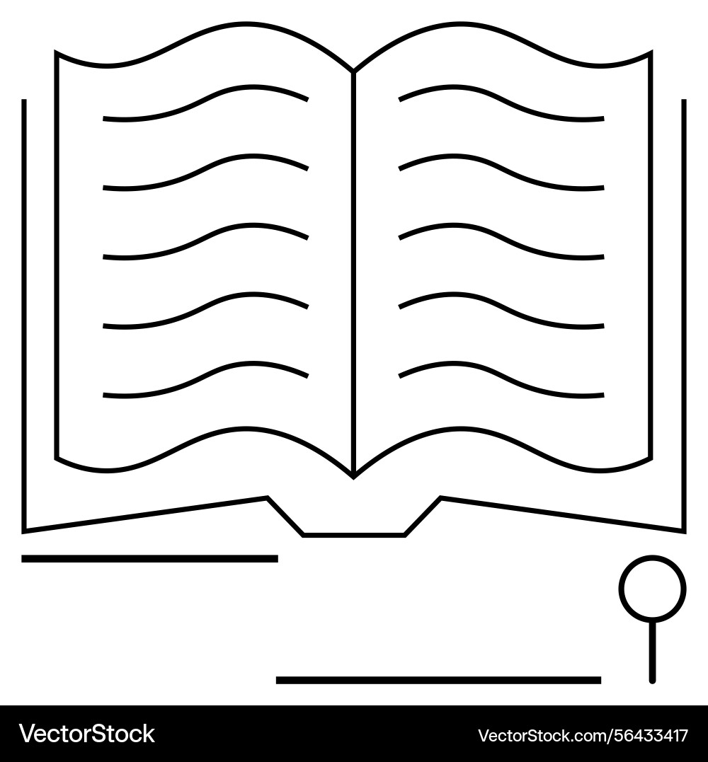 Open book with lines representing text Vector Image