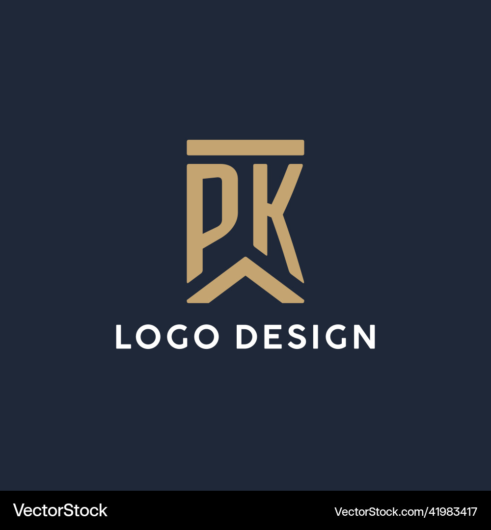 Pk initial monogram logo design in a rectangular Vector Image