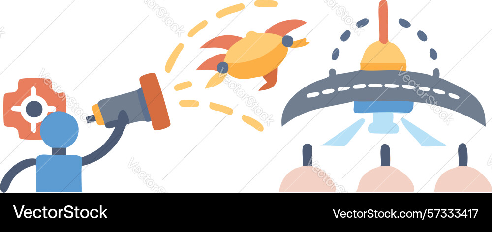 Rocket launching a ufo or spaceship design Vector Image